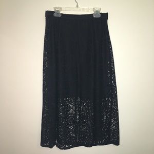 Mid-Length Lace Black Skirt
